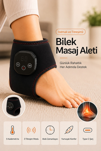indirimsevinci Isıtmalı Ayak Bileği Masaj Aleti 5 Kademe Isı ve 3 Titreşim Mo...