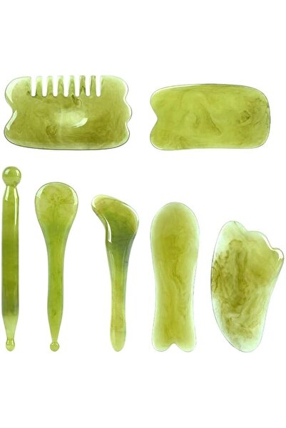 Khazna Gua Sha Scraping Tool - 7 in 1 Natural Resin Board for Face, Eyeball, ...