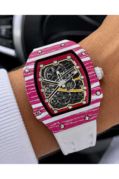 Weluxa Men's Wristwatch White Color Silicone Band Premium Design Glass Back C...