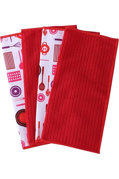 Lawazim Kitchen Wipers-4 Piece 30x30cm- Lint-Free Highly Absorbent Microfiber...