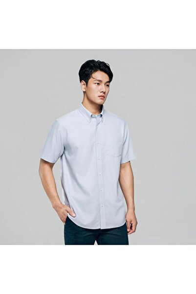 Giordano Men’s Regular Fit Wrinkle‑Free Short Sleeve Oxford Shirt