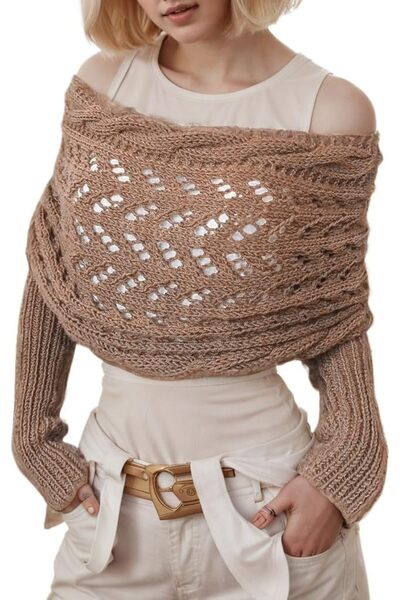 GENERAL Sweater Scarf with Sleeves for Women Multi-Use Knitted Cable Wrap Shr...