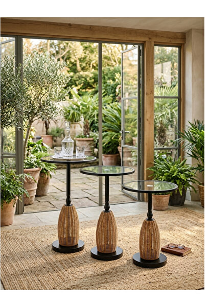 BEC26 Bohemian Modern Design 3-Piece Nesting Service Table Set