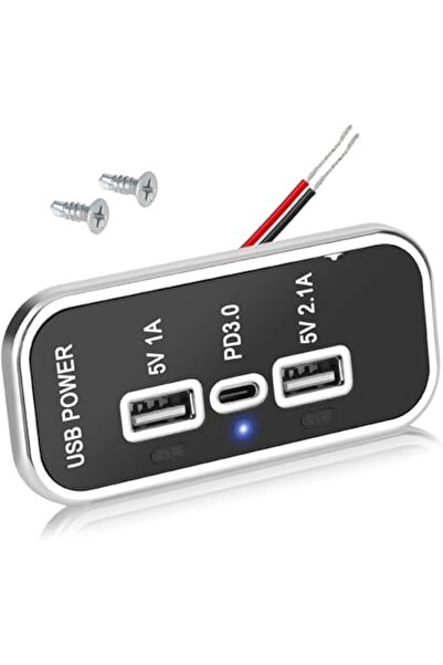 GENERAL USB Car Charger,3 Ports 12V Dual USB a Port 3.1A & USB C Pd3.0 Port C...