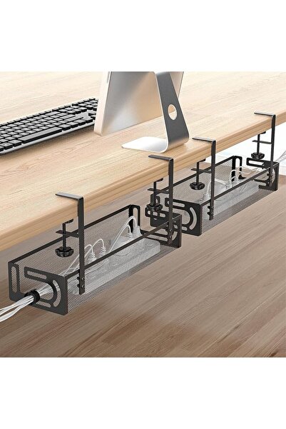GENERAL Under Desk Cable Management Tray Long 1 Pack A non drilling table cab...