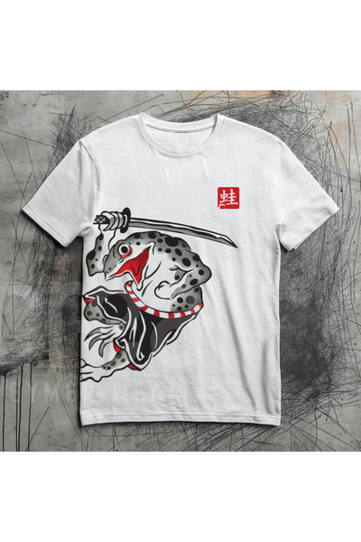 Crea Eymer Wear Σχέδιο Frog Samurai - Τυπωμένο βαμβακερό μπλουζάκι με στρογγυ...