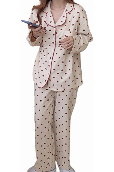 GENERAL codcm Womens Cotton Flannel Pajama Set Cute Heart Pjs Long Sleeve But...
