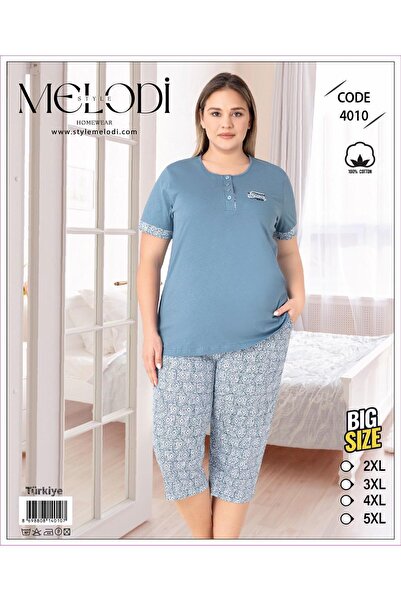 %100 pamuk Büyük Beden Kapri Pijama Takım