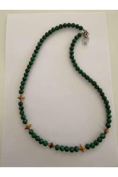 gemsartdeco Malahi̇t Natural Stone Star Charm Necklace