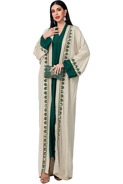 Beauty7 Elegant Long-Sleeved 2-Piece Muslim Abaya Dress for Women, Long-Sleev...