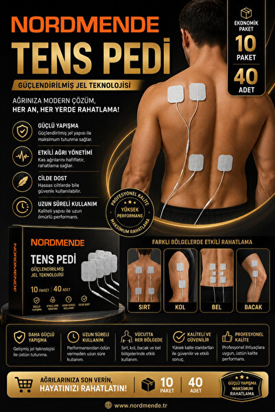ARNEER 10 Paket 40 Adet Tens Pedi 5×5 Cm Kablolu Elektrot Ped – Yumuşak Ve Esnek Medikal Ped