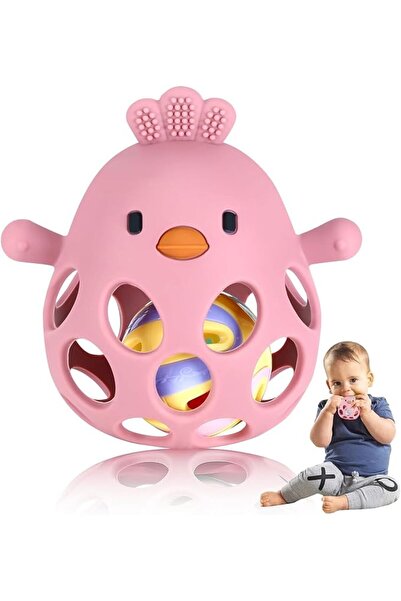 GENERAL Baby Teething Chick Toy, Upgraded Easy Grasp Silicone Teething Rattle...