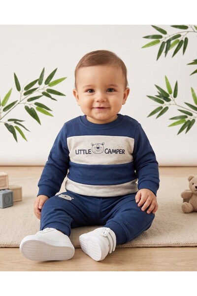 Ege Bebek Baby Boy Striped Printed Seasonal 2 Thread 6-9-12-18-24 Months Bicy...