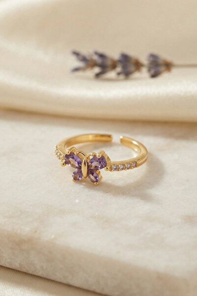 SORA GROUP Purple Zircon Stone Butterfly Model Women's Ring