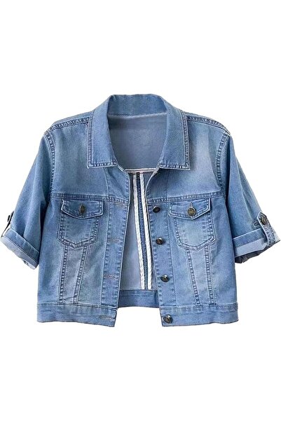 Generic Women's Cropped Denim Jackets Summer Short Sleeve Classic Casual Jean...
