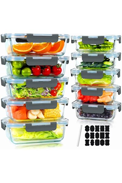 Generic Pack Glass Food Storage Containers with Airtight Lids (1040ML & 370ML...