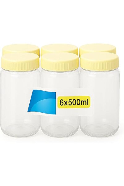fitto PET Jar Set 500ml, 6 Piece, Clear Plastic Storage Containers with Lids ...
