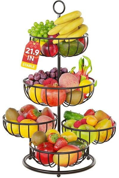 Yelajoy 5 Tier Fruit Basket Stand for Kitchen Counter, Tall Tiered Fruit Bowl...
