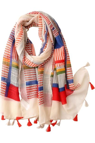 X SPRING Soft Scarf for Women, 185x90cm Floral Printed Fringed Shawl, Comfort...