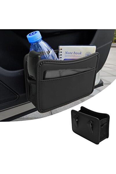 ELEPHANTBOAT Car Organizer Pouch, Clip-On Collapsible PU Leather Trash Bin, M...