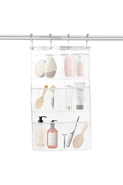 HASTHIP ® Mesh Shower Organizer Bag, 6-Pocket Hanging Bathroom Caddy with 4 H...