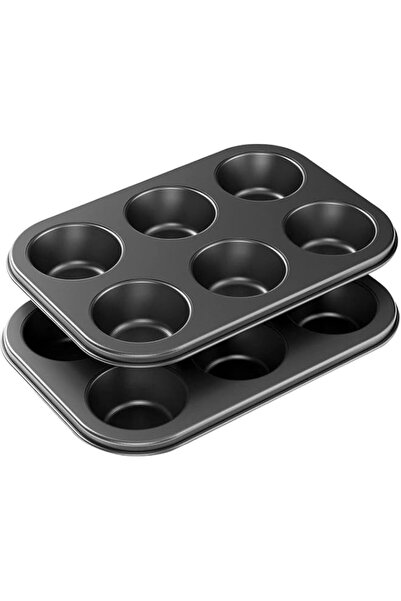 Generic Shinzy [2-Pack] 6 Cup Cupcake Baking tray Non-Stick Carbon Steel Muff...