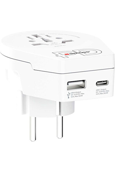 SKROSS Παγκόσμιος Αντάπτορας Ταξιδίου Φόρτισης USB 18W USB-C 20W Power Delive...