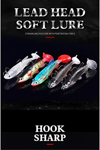 Genel Markalar Kurşun Kafalı Silikon Balık Seti 5’li | 8 cm 13 gr Lead Head S...