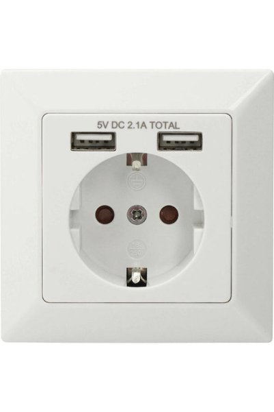 Digitus Πολύπριζο με 2 θύρες USB Λευκό 1 τεμάχιο
