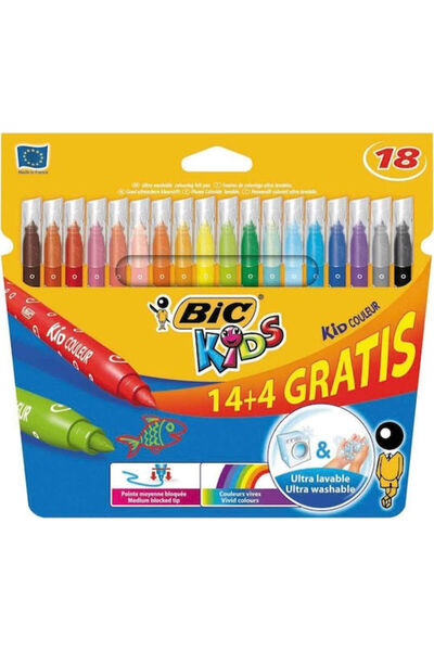 Bic Kid Couleur Πλενόμενοι Μαρκαδόροι Ζωγραφικής Σετ 18 τεμαχίων Κωδικός: 216...