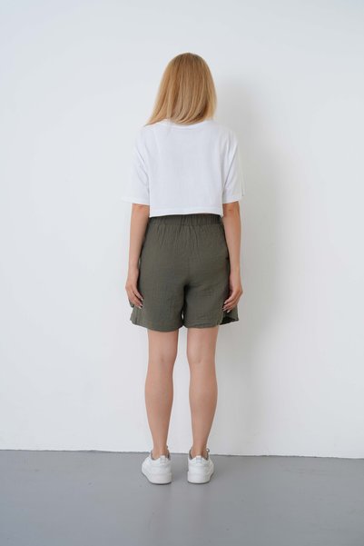 saint majesta Women's 100% Cotton Wrap Cut Muslin Short Skirt