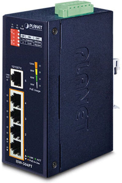 Planet ISW-504PT Διαχειριζόμενος διακόπτης PoE L2 με 5 θύρες Ethernet