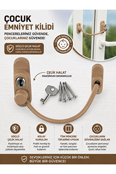 Sapcı Premium Pvc Window Rope Child Safety Lock Brown