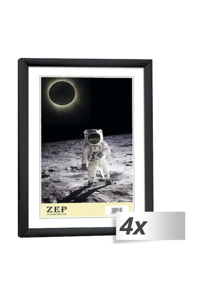 Zep Πλαστική κορνίζα φωτογραφιών με μαύρο πλαίσιο, μαύρη, 4 τεμάχια