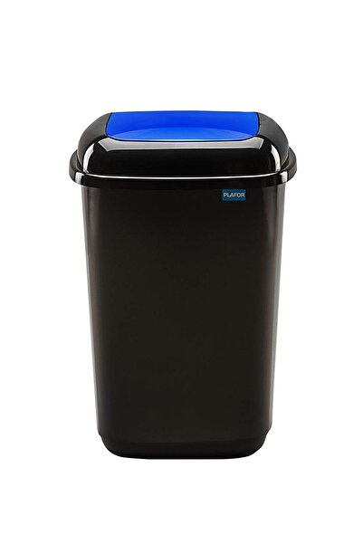 PLAFOR Cos Plastic Reciclare Selectiva, Capacitate 45L, Quatro - Negru Cu Cap...