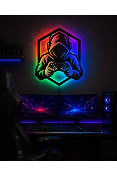 TEKNOKUTUM TEKNO KUTUM Kişiye Özel İsimli LED Oyuncu Tablosu, Gaming Gamer Odası Duvar Dekoru, Renk Seçenekli Işıklı Duvar Süsü, Oyuncuya Özel Hediye