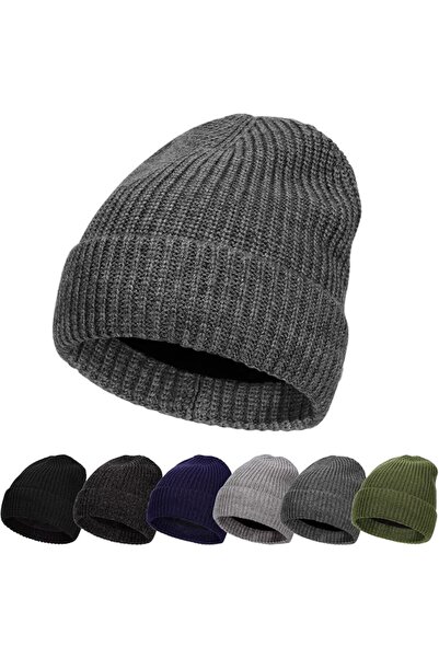 GENERAL قبعة صوفية دافئة للرجال مقاس L/XXL، بنسيج محبوك سميك، قبعة رأس دافئة ...