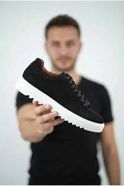Zerenyus Zrk-Xdx2 Exclusive Black and White Suede Men's Casual Shoes