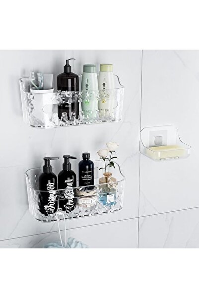 KASTWAVE Shower Caddy Acrylic, Adhesive Clear Shower Organizer with Soap Hold...
