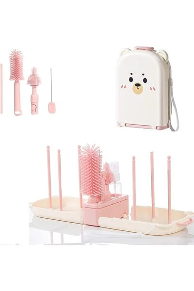 Paporich 6 In1 Baby Bottle Brush Kit, Portable Silicone Bottle Brush Cleaner ...