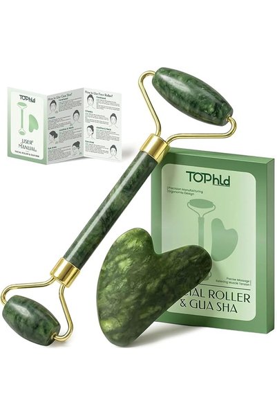tophld أدوات تدليك الوجه، رولر للوجه من اليشم، أداة غوا شا للعناية الذاتية، ل...