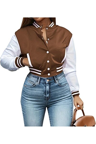 Generic Women's Casual Long Sleeve Baseball Football Jacket Casual Fall Long ...