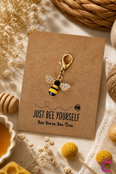 Cinderella Διακοσμητικό Στολίδι Τσάντας Just Bee Mini Bee Stone Charm Χρυσό -...