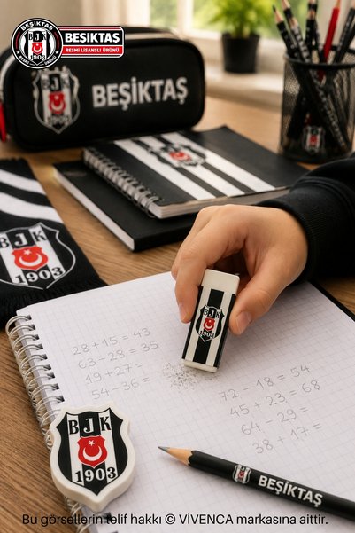 Beşiktaş New Season Officially Licensed Double Eraser Set with Vivenca Single Blister Pack
