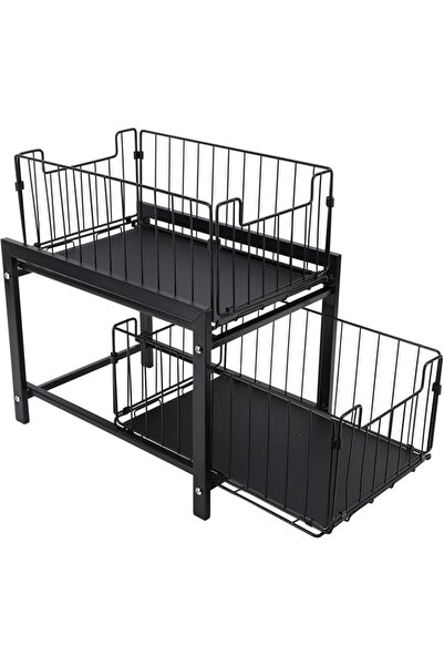 GENERAL SIXRUN 2 Tier Under Sink Organizer, Iron Countertop Storage Shelf wit...