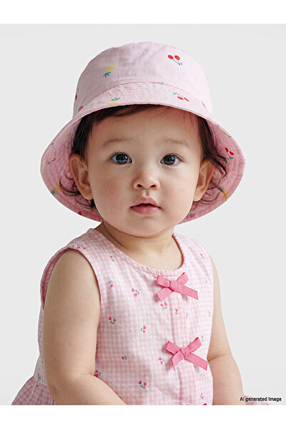 LC Waikiki Trendlucky Cherry Patterned Baby Girl Bucket Hat with Difference i...