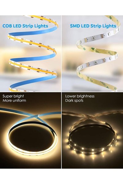 Aissiora LED Light Strip 5m LED Strip Works COB LED Strip Light 5V USB Powered Flexible Under Cabinet Light f