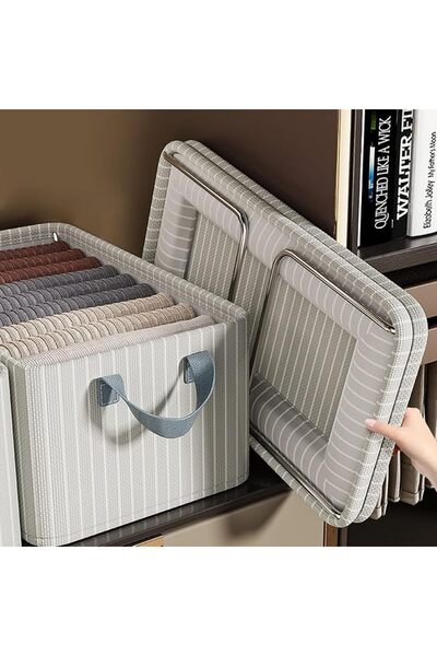 ALMEKAQUZ 3Pcs Wardrobe Clothing Storage Box Set,Linen Storage Box,Foldable W...