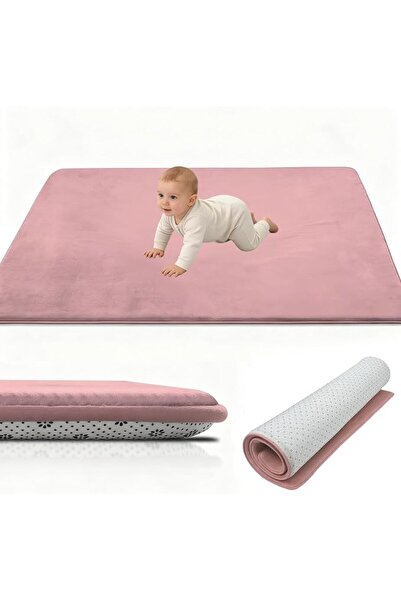 GENERAL Coral Velvet Baby Play Mat, 3cm Thick Baby Crawling Mat 90 x 120 cm G...