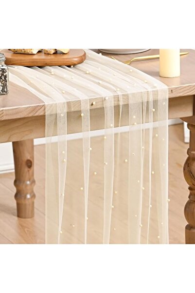SYOSI Pearl Gauze Table Runner, Sheer Tulle Fabric for Wedding Birthday Party...